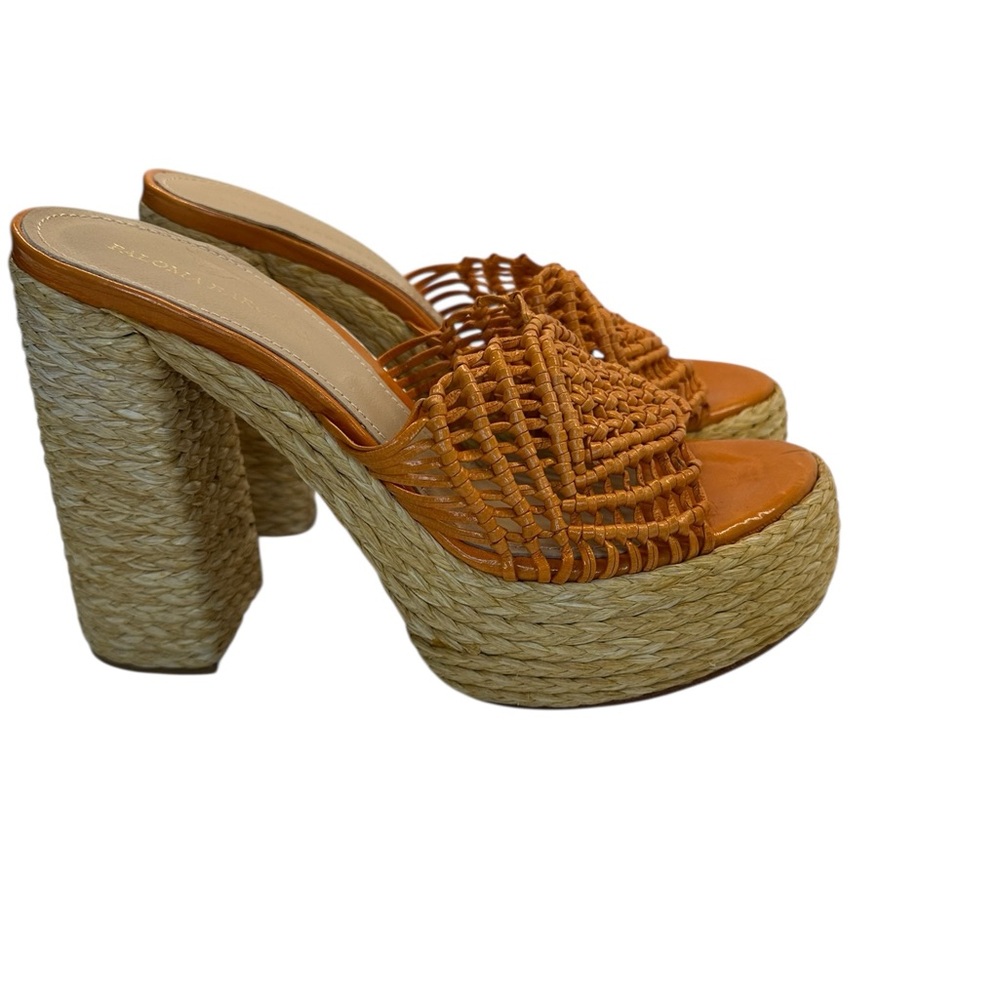 Paloma Barcel Susana Raffia Orange Woven Rope-Platform Mules Eu40/Us9 — image 8 of 8